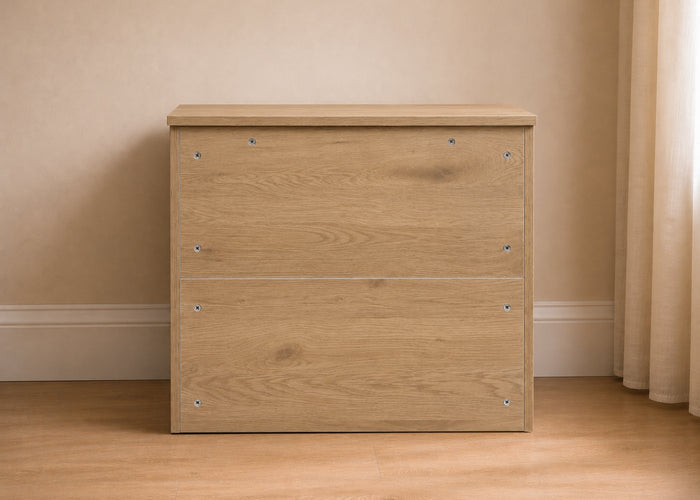 3 Drawer Chest in Oak (Rear View)