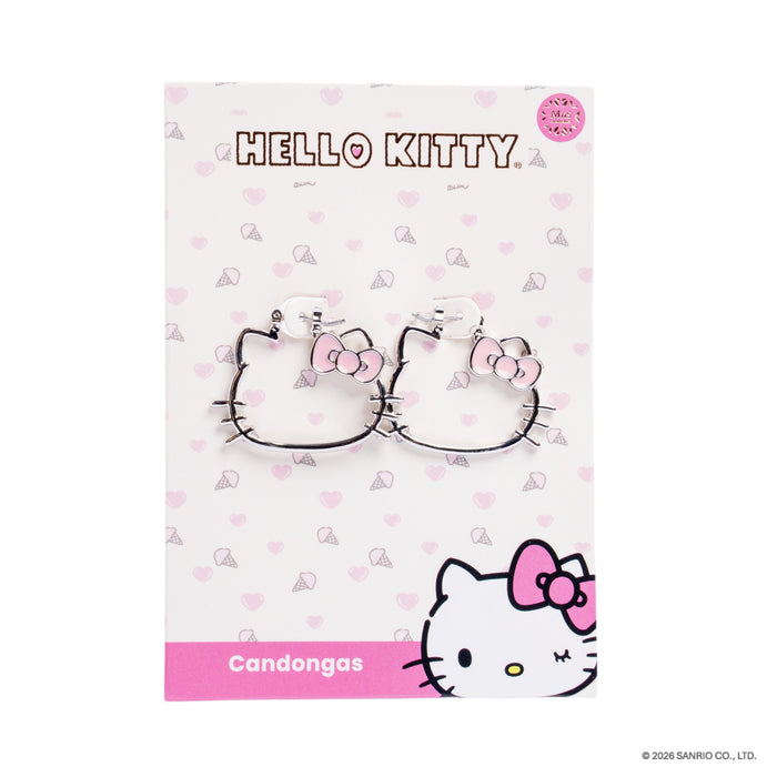 Arete tipo candonga kitty plateado