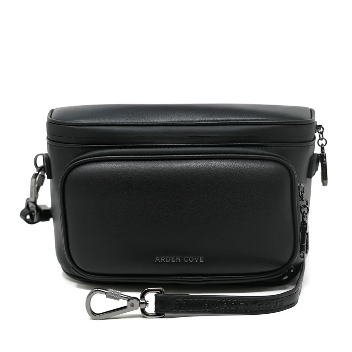 Black-Gunmetal / Slash-Resistant Faux Leather Short Strap (15"-30")