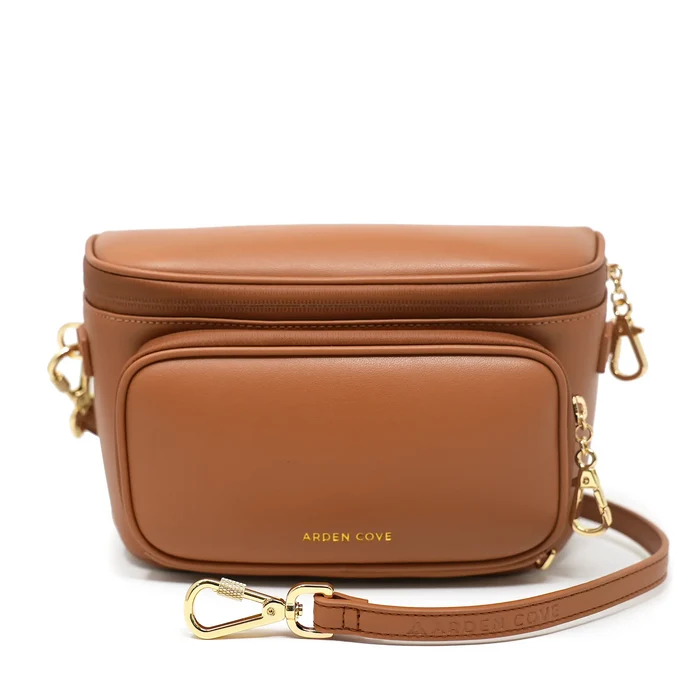 Brown-Gold / Slash-Resistant Faux Leather Short Strap (15"-30")