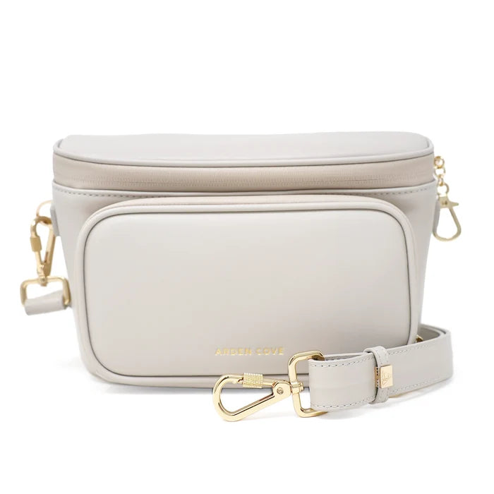 Taupe-Gold / Slash-Resistant Faux Leather Short Wide Strap (26" - 45.5")