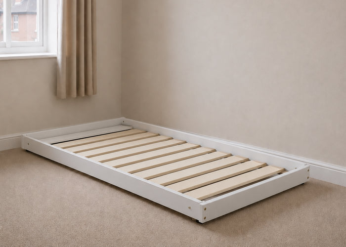 Colney White Trundle Bed with Solid Wooden Slats