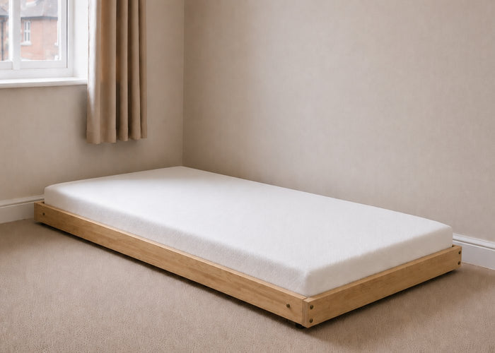 Colney Wooden Trundle Bed Finished in Light Oak with Mattress