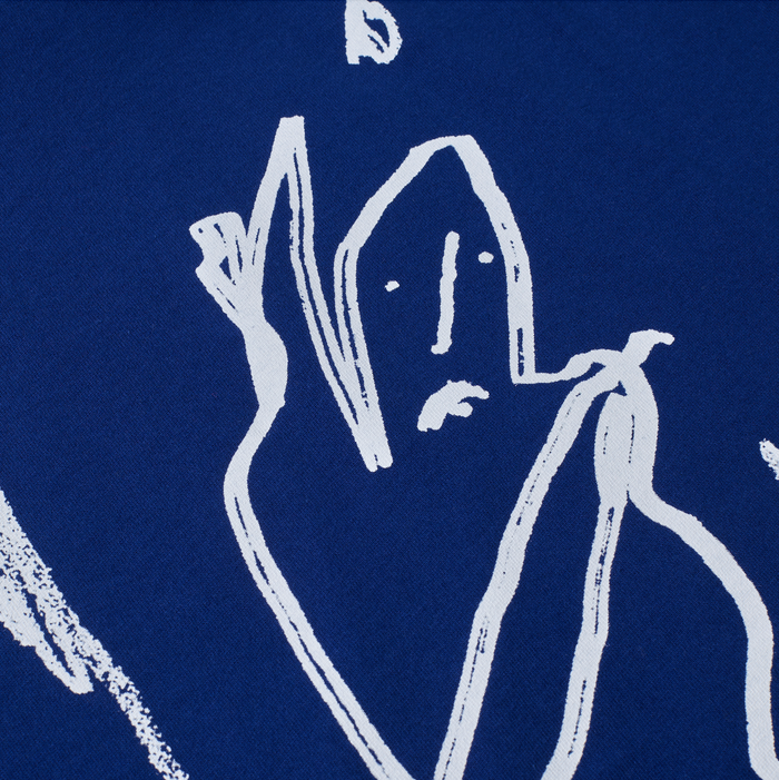 Contrast Tee | Doodle - Ultramarine/White