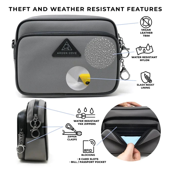 theft and weather resistant features of the Crissy Full Crossbody Classic Hardware
