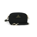 Anti-theft Water-resistant Travel Crossbody - Crissy Mini Crossbody in Black Gold with slash-resistant faux leather & locking clasps straps - front view - Arden Cove