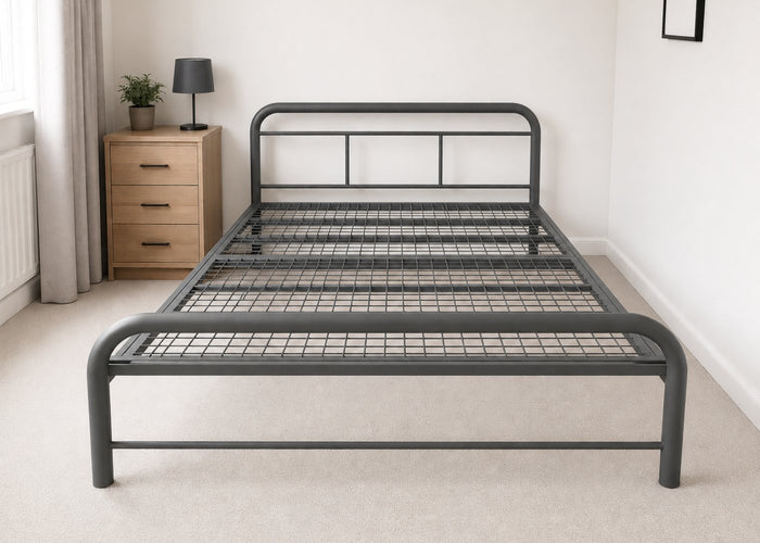 Cromer Grey Metal Bed in Double Size with Reinforced Mesh Base