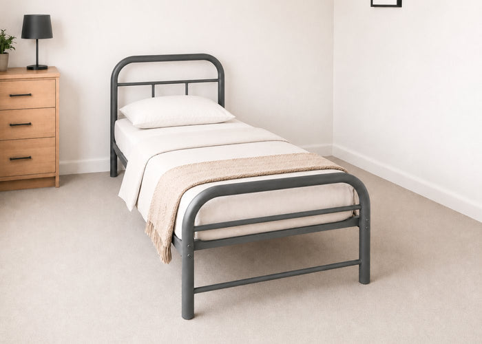 Cromer Single Metal Bed Finished in Grey