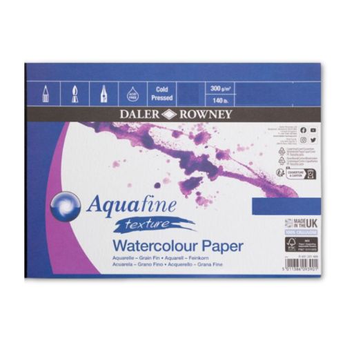 Daler Rowney Daler Rowney Aquafine Watercolour Paper Texture 50x70cm 300gsm 10 Sheet Pack SG Education