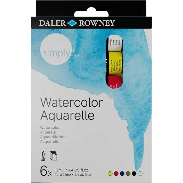 Daler Rowney Daler Rowney Simply Watercolour 6x12ml Tube Set SG Education