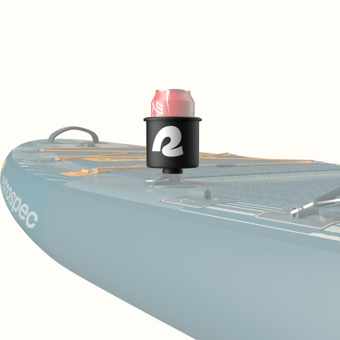 Black cup holder attached to an iSUP against a white background.