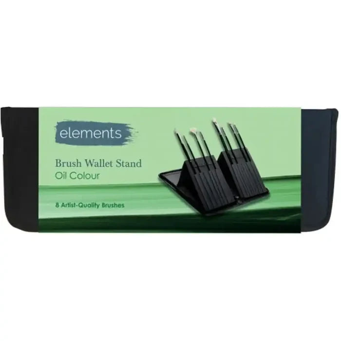 Elements Elements Oil Brush Wallet Stand 8 Brush Set SG Education