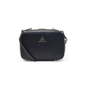 Anti-theft Water-resistant Travel Crossbody - Elise Crossbody in Black Gold with slash-resistant faux leather & locking clasps straps - front view - Arden Cove
