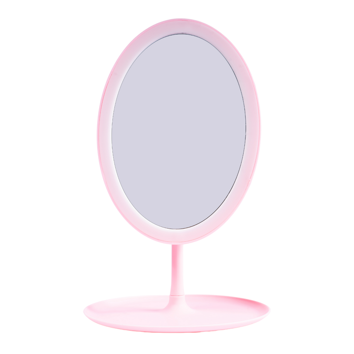 Espejo rosa base con luz led