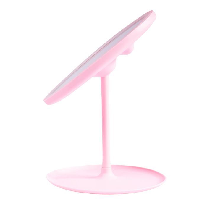 Espejo rosa base con luz led