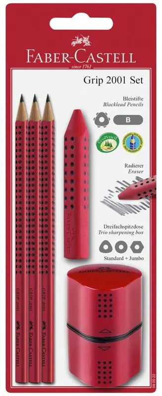 Faber Castell Faber Castell Grip 2001 Red Pencil Set SG Education