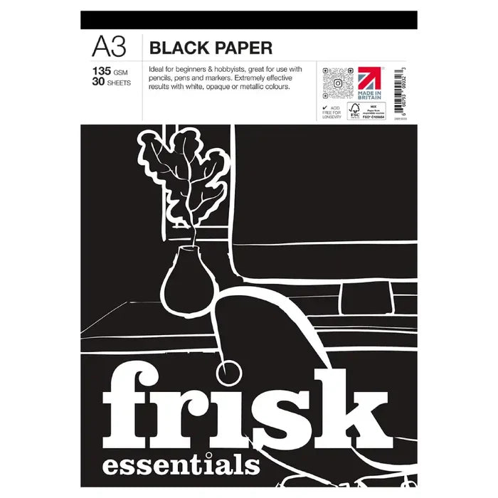 Frisk Frisk Essentials Black Pad 135gsm 30 shts A3 SG Education