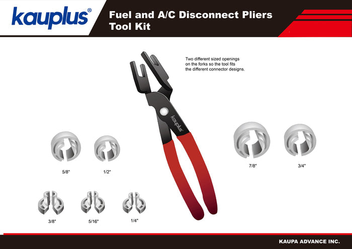 Fuel Line & A/C Line Disconnect Pliers Tool Kit,W/Fuel Line Remover - 1/4", 5/16", 3/8", 1/2", 5/8", 3/4", 7/8"