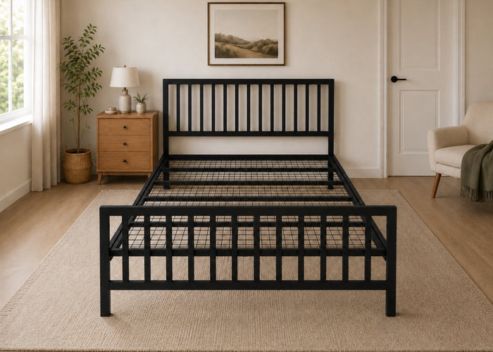 Holkham Black Metal Bed with Reinforced Mesh Base