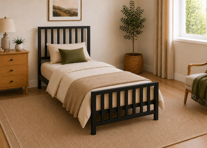 Holkham Black Metal Bed in Single Size