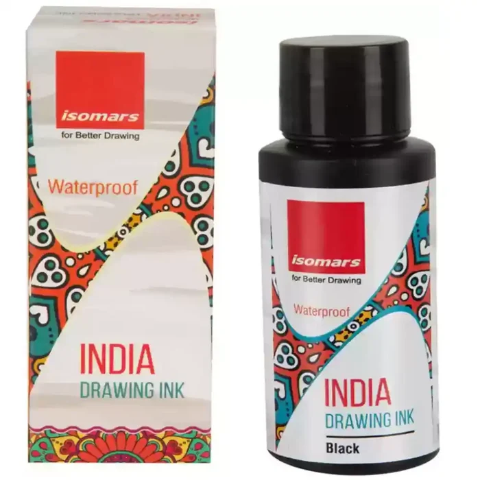 Isomars Isomars India Waterproof Drawing Ink 100ml Black SG Education