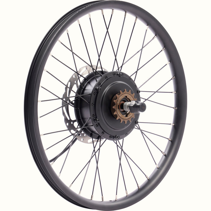 Bicycle wheel with hub on a white background.