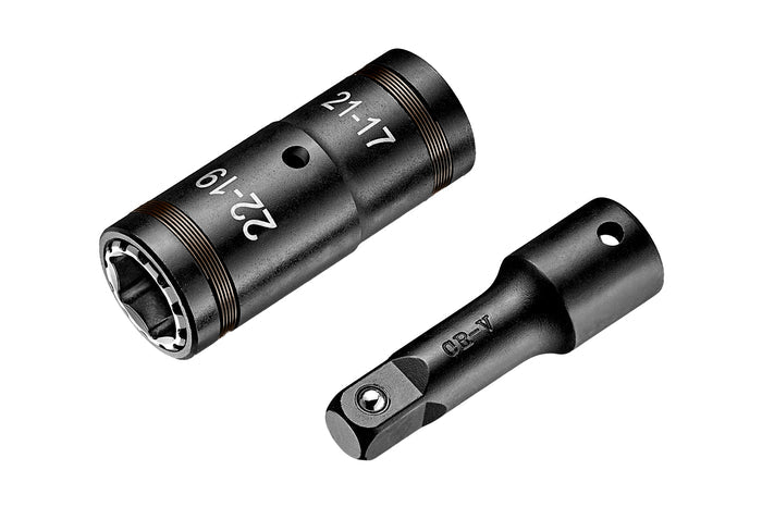 KAUPLUS 1/2" Drive Flip Lug Nut Socket – 4-in-1 Metric (17mm, 19mm, 21mm, 22mm) with 3" Impact Extension