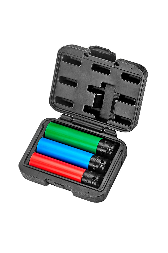 KAUPLUS 3PCS 1/2" Drive Wheel Nut Impact Socket Set | 17/19/21mm Thin Wall