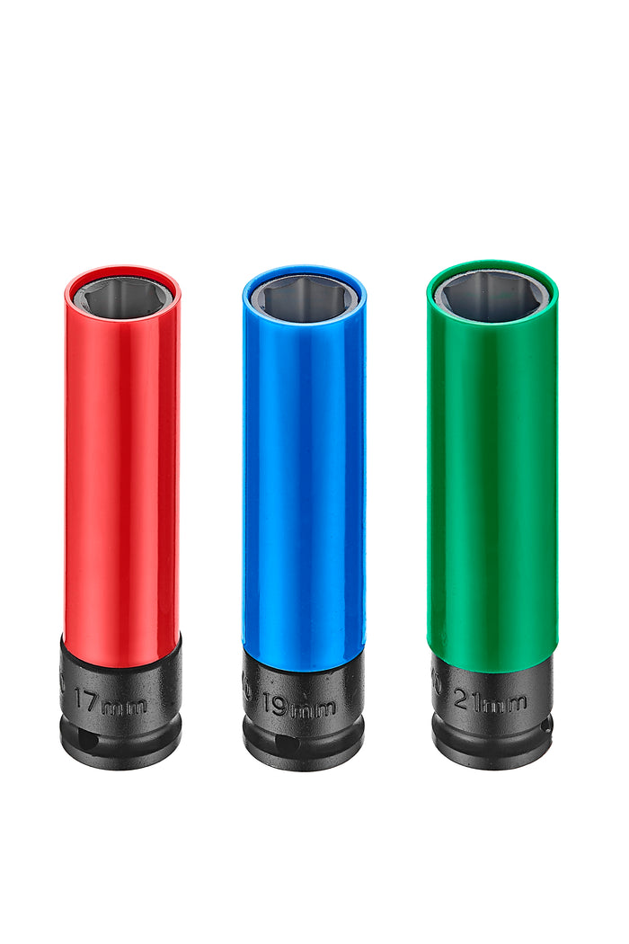 KAUPLUS 3PCS 1/2" Drive Wheel Nut Impact Socket Set | 17/19/21mm Thin Wall