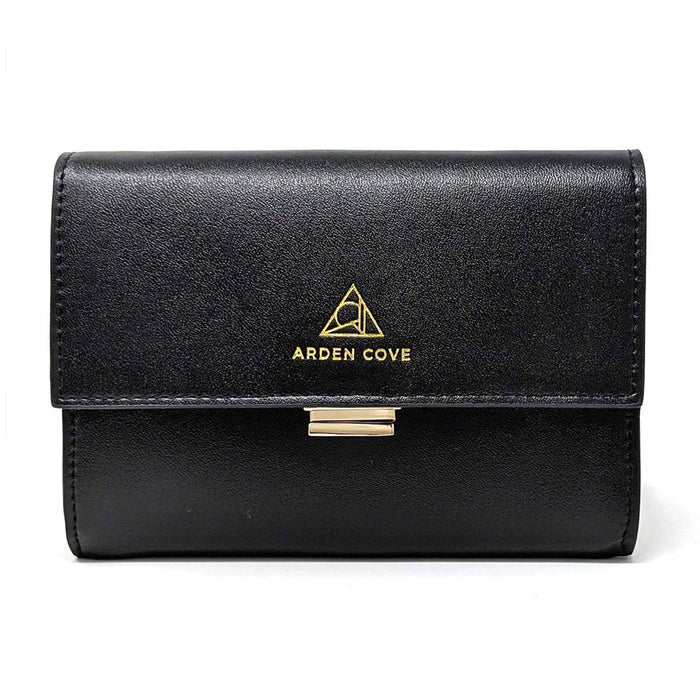 Kelso RFID-blocking Passport Pouch Black Gold Front View