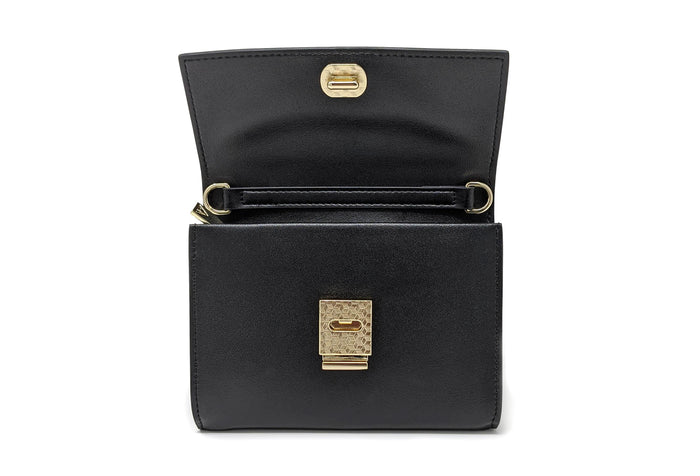 Kelso RFID-blocking Passport Pouch Black Gold Opened View