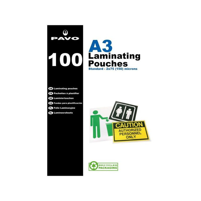 Pavo Laminating Pouch A3 150mic SG Education