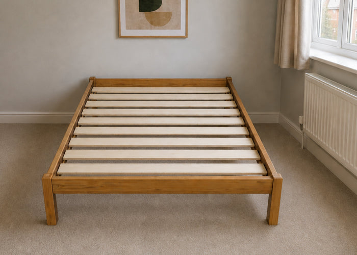 Lille Wooden Platform Bed in Double Size with Solid Wooden Slats