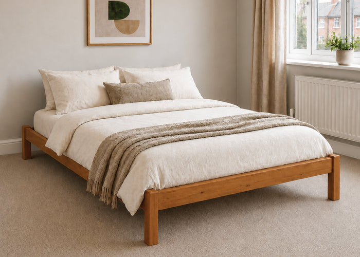 Lille Wooden Platform Bed in Double Size | Oak