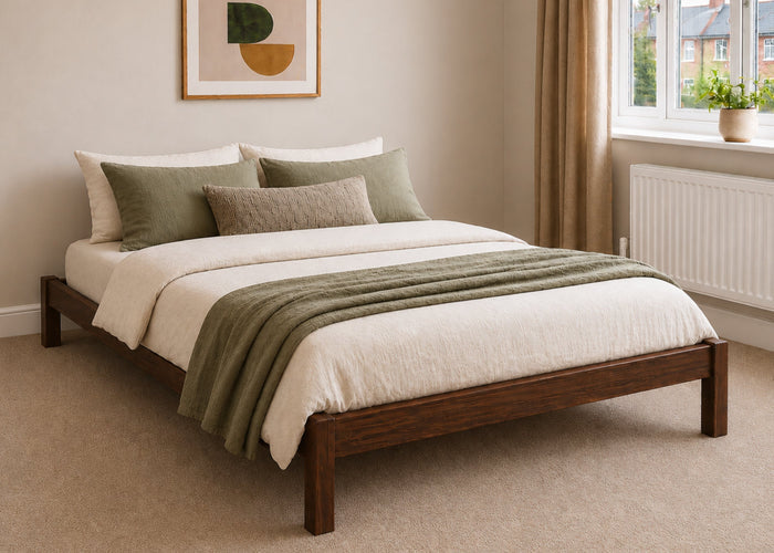 Lille Wooden Platform Bed in Double Size | Chocolate