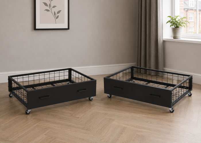 Pair of Metal Underbed Drawers in Black
