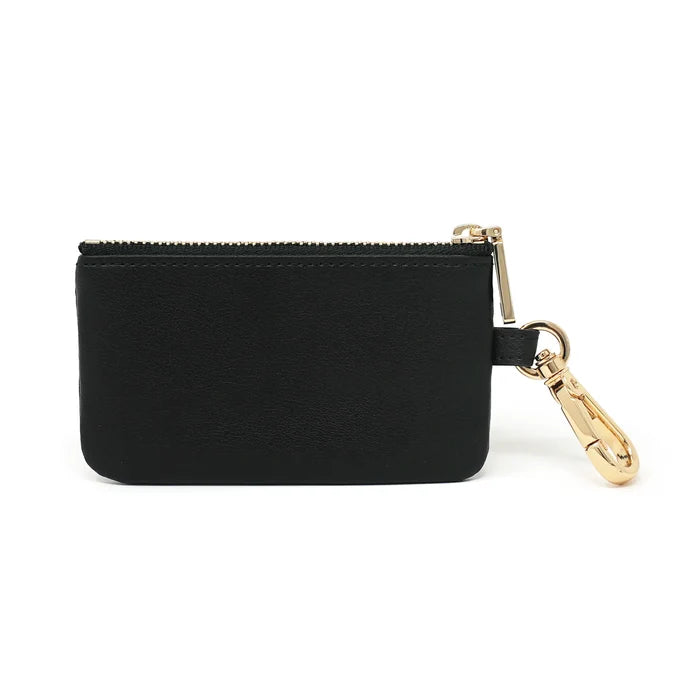 Anti-theft RFID blocking Card Pouch in black and gold hardware - back view