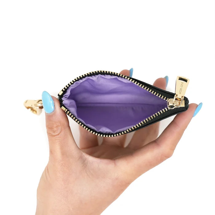 Anti-theft RFID blocking Card Pouch in black and gold hardware - inside view