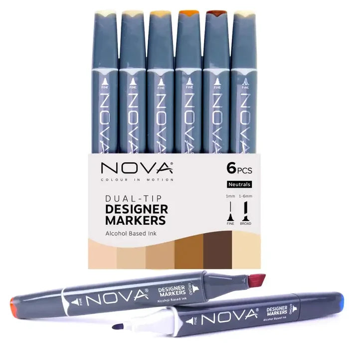 SG Education Nova Designer Markers with Dual Tip Neutrals 6 Pack SG Education