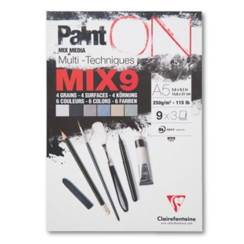 Clairefontaine PaintON Mixed Media Assorted Colours Pad 29x29cm 250g 27 Sheets SG Education