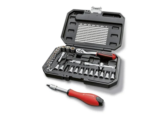 PARKSIDE 36-Piece 1/4" Socket Set CR-V & S2 Steel 72-Tooth Ratchet Bits & Case