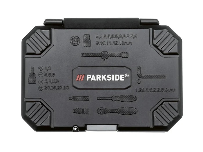 PARKSIDE 36-Piece 1/4" Socket Set CR-V & S2 Steel 72-Tooth Ratchet Bits & Case