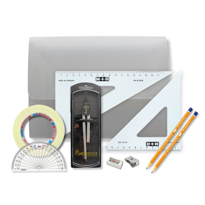 SG Education PolyBox Clutch Pencil Compass, with Tape & SG Set Square (0 at Edge) SG Education