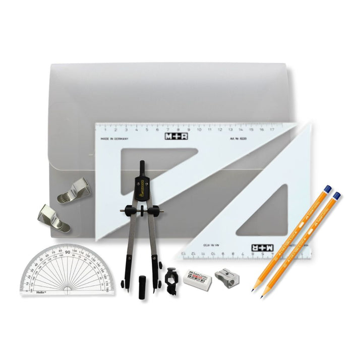 SG Education PolyBox with Pen Holder Compass, Clips & SG Set Square (0 at Edge) SG Education