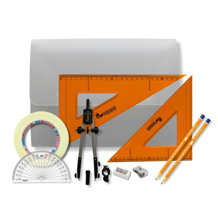 SG Education PolyBox with Pen Holder Compass, Tape & SG Strong Set Square SG Education