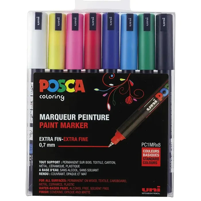 Posca Posca PC-1MR Ultra Fine Markers Standard Colours 8 Pack SG Education