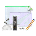 SG Education Pouch Bag with 2 Part Compass, Clips & Faber Castell Square SG Education