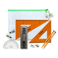 SG Education Pouch Bag with 2 Part Compass, Clips & SG Strong Set Square SG Education