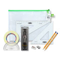SG Education Pouch Bag with 2 Part Compass, Tape & SG Set Square (0 at Edge) SG Education