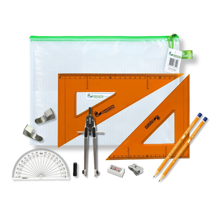 SG Education Pouch Bag with Clips & SG Strong Set Square SG Education